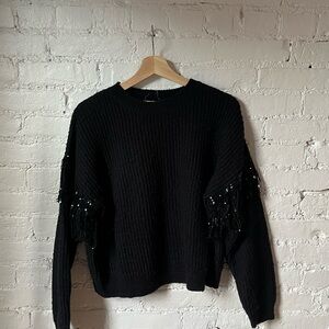 Black Fringe Women's Sweater
